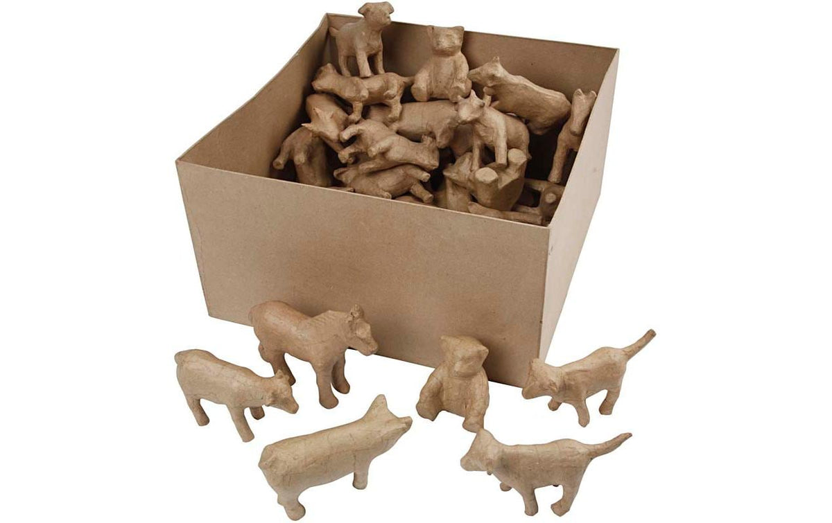 Creativ Company – Pappmaché-Rohling, Pappmaché, Tierfiguren, Braun, 8–12 cm, 60 Stk.