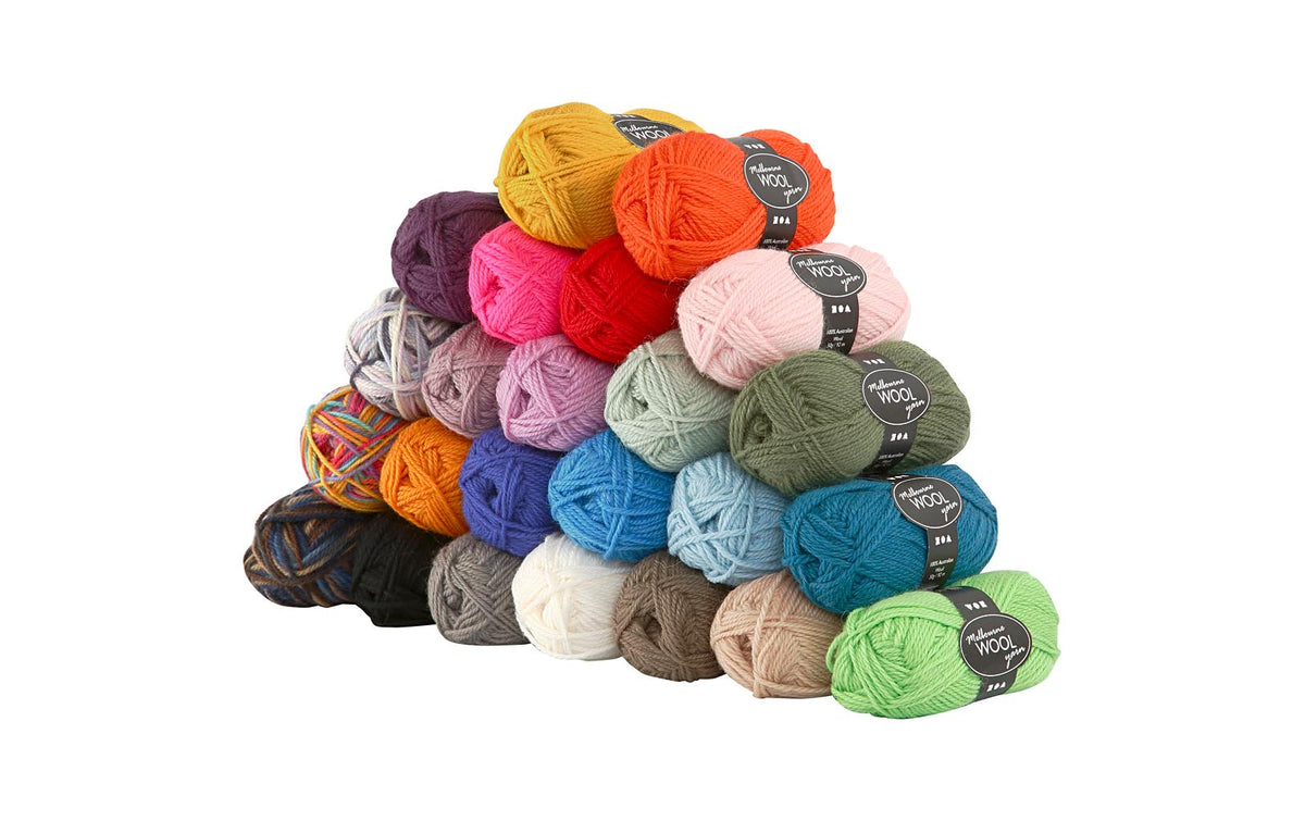 Creativ Company Melbourne Wolle Mehrfarbig – 50 g, 92 m, Nadel 4 mm, 24 Stk.