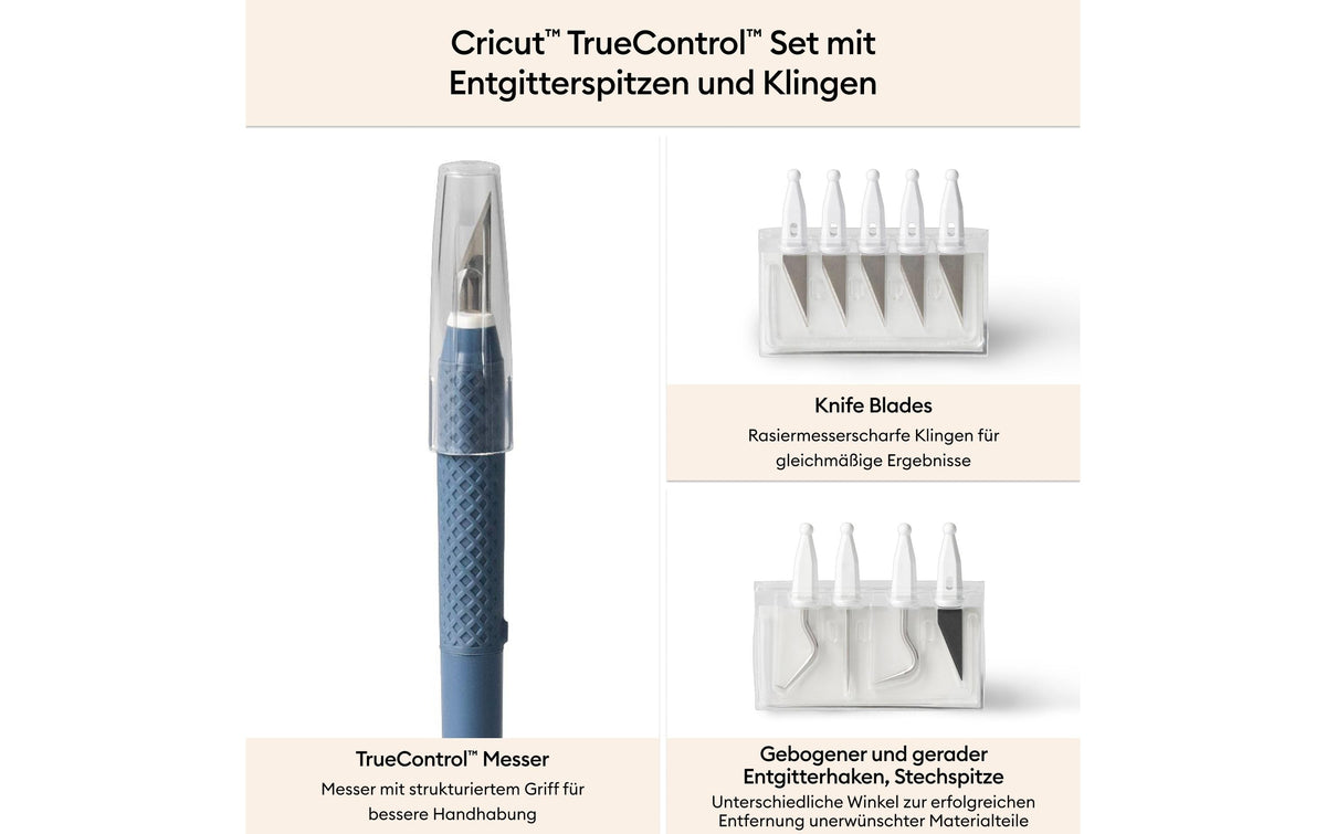 Cricut Entgitterungs- und Messerklingen-Set, Blau, inkl. 6 Ersatzklingen