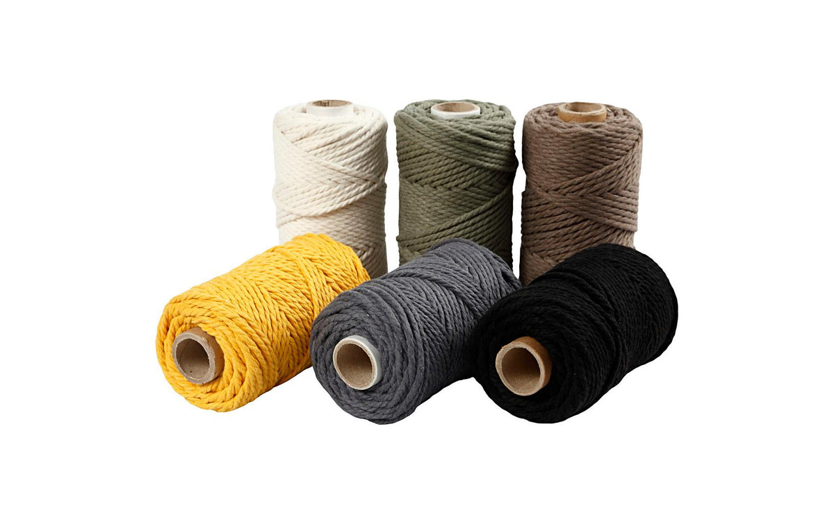 Creativ Company Makrameekordel – 4 mm, 55 m, Baumwolle/Polyester, Sortiert