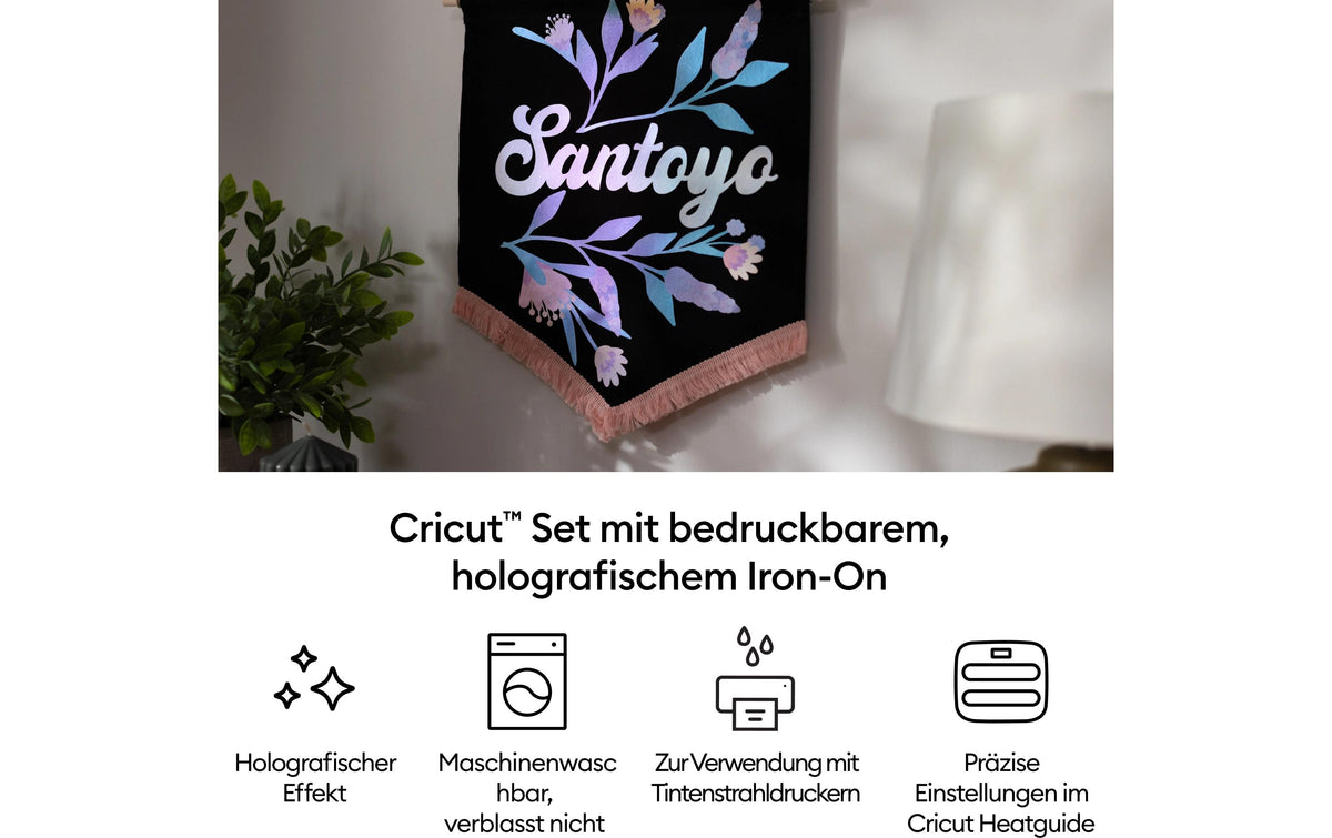 Cricut Aufbügelfolie Mehrfarbig, holografisch – A4, Inkjet, 4 Blatt