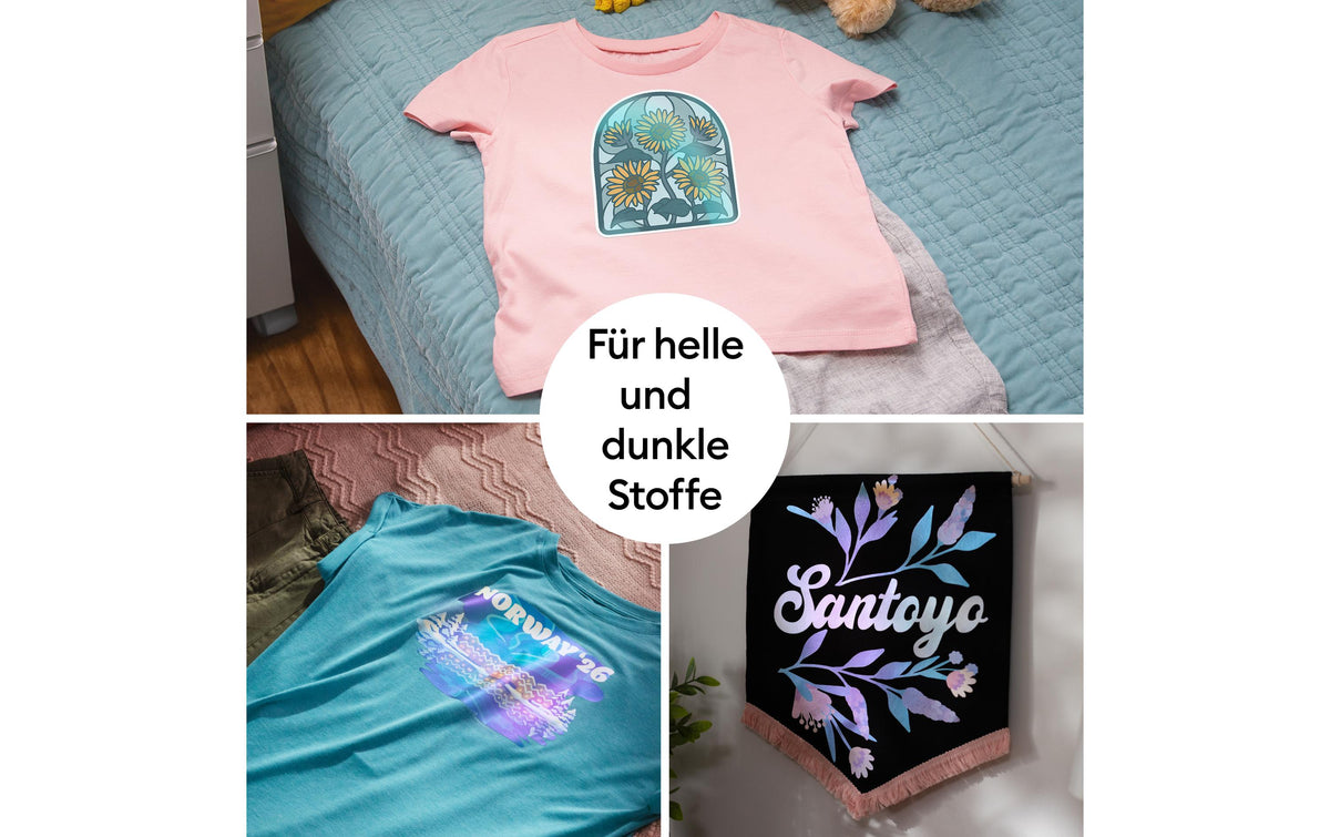 Cricut Aufbügelfolie Mehrfarbig, holografisch – A4, Inkjet, 4 Blatt