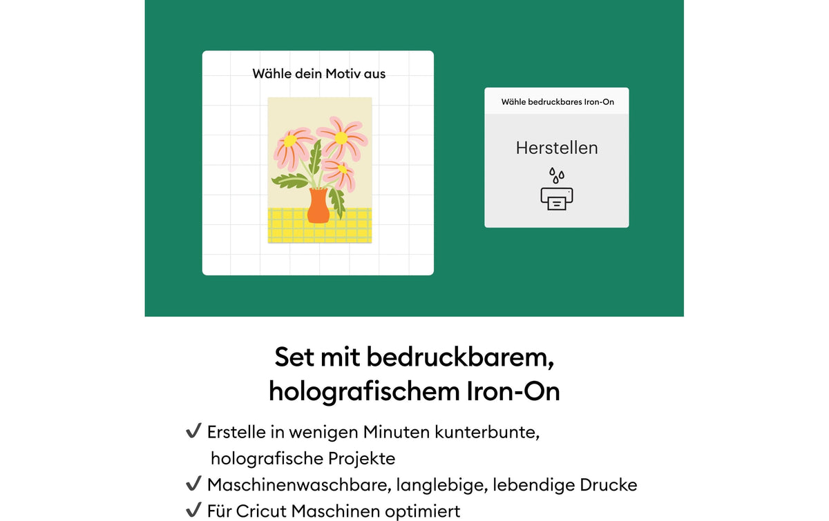 Cricut Aufbügelfolie Mehrfarbig, holografisch – A4, Inkjet, 4 Blatt