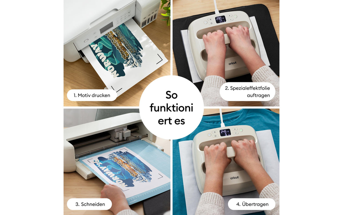 Cricut Aufbügelfolie Mehrfarbig, holografisch – A4, Inkjet, 4 Blatt