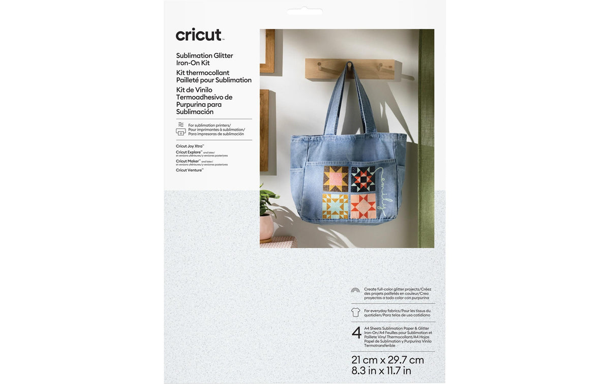Cricut Aufbügelfolie Weiss (Glitzer) – A4, Sublimation, 4 Blatt
