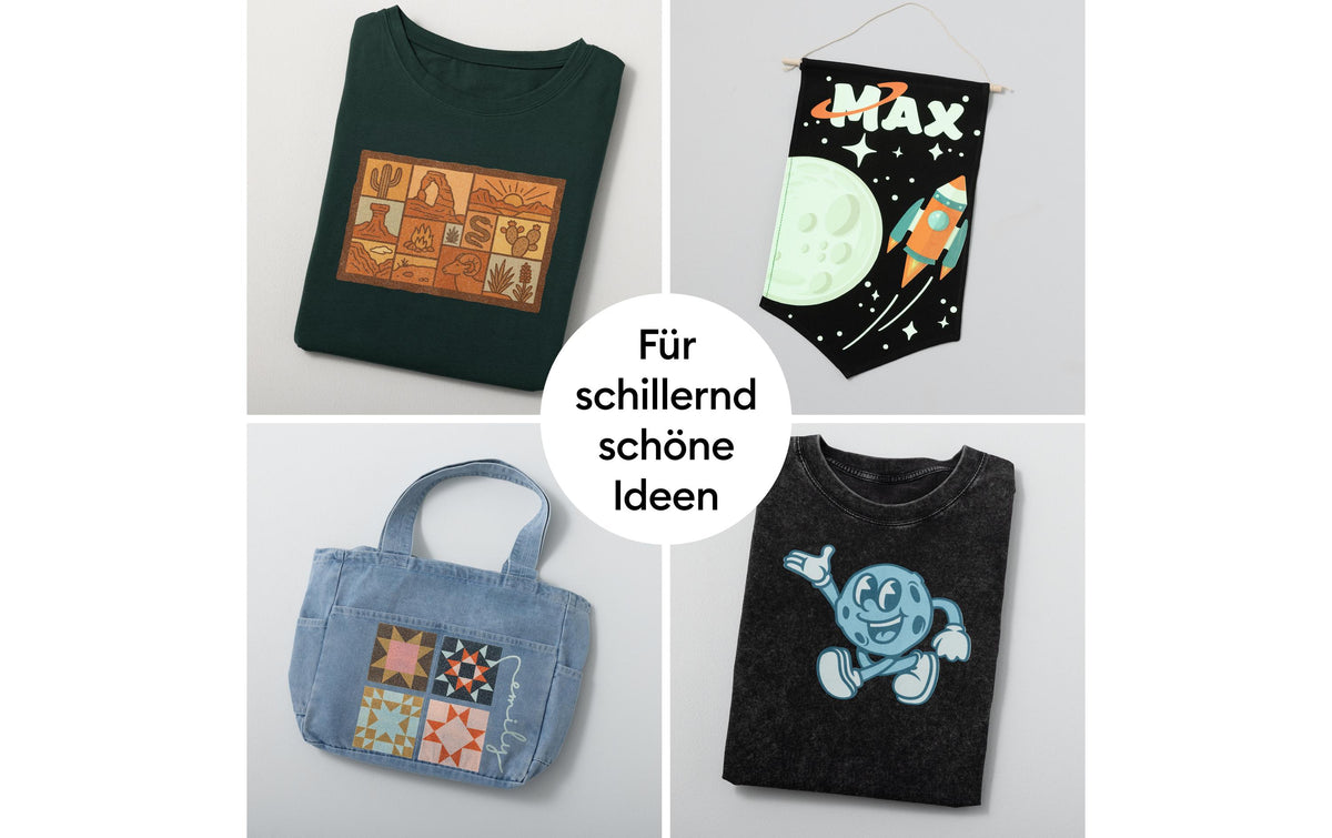 Cricut Aufbügelfolie Weiss (Glitzer) – A4, Sublimation, 4 Blatt
