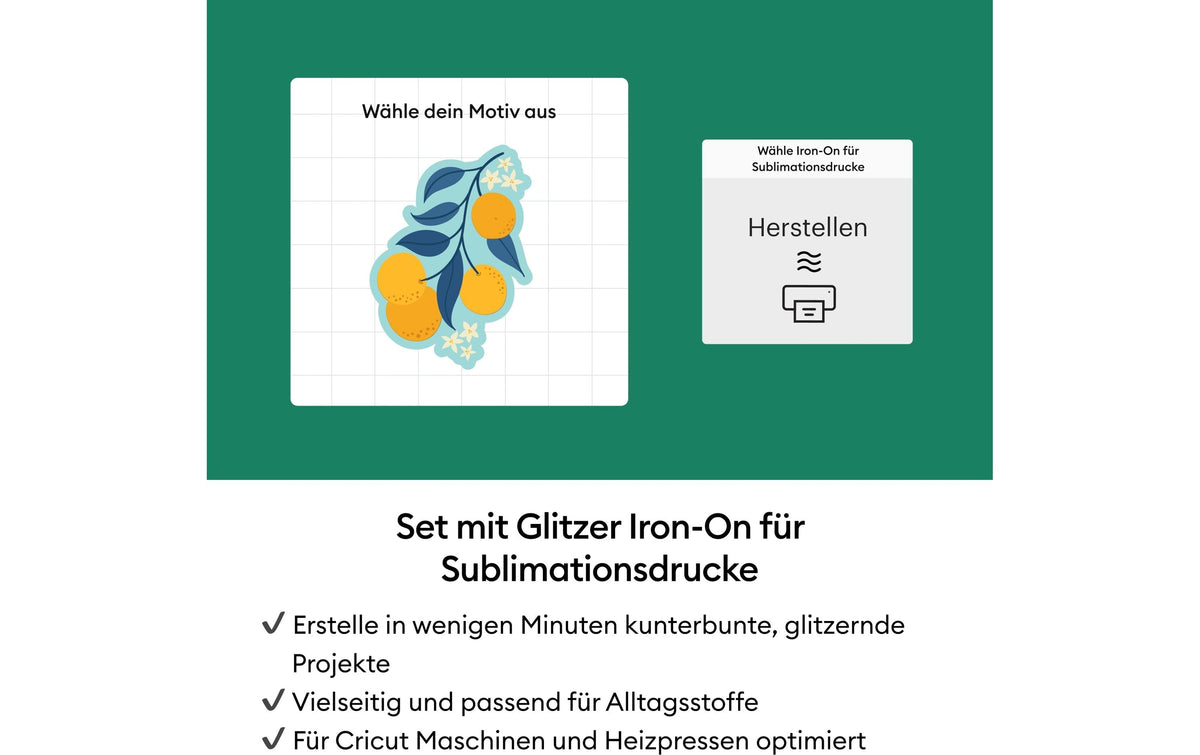 Cricut Aufbügelfolie Weiss (Glitzer) – A4, Sublimation, 4 Blatt