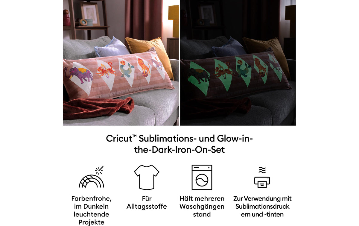 Cricut Aufbügelfolie Weiss (leuchtet im Dunkeln) – A4, Sublimation, für Schneideplotter, 4 Blatt