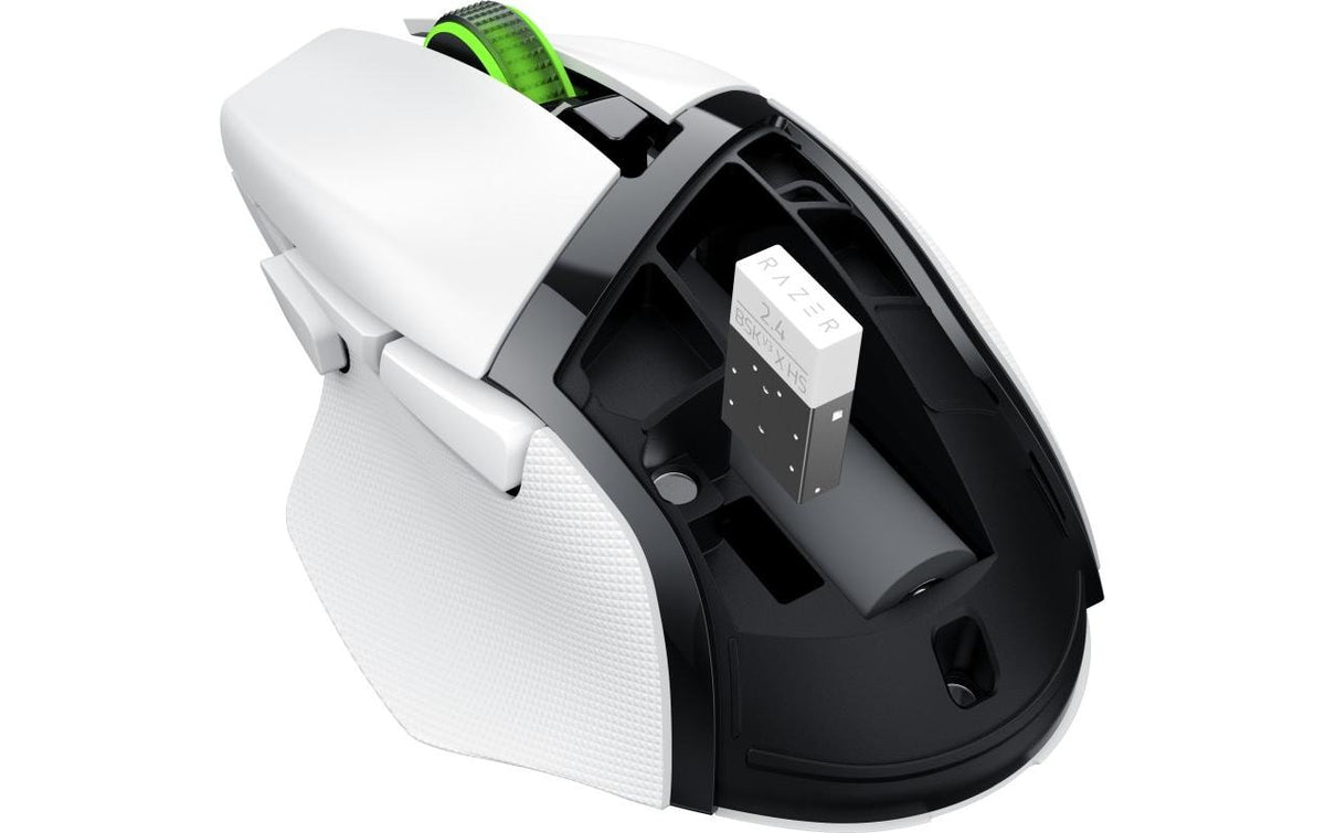 Razer Basilisk V3 X HyperSpeed – Gaming-Maus – Kabellos (Bluetooth/2,4 GHz), 18000 DPI, Rechts, Weiss