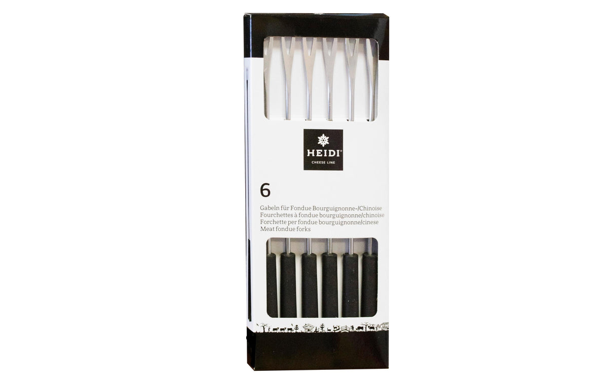 Heidi Cheese Line Fonduegabeln – 6er-Set, Kunststoff, Schwarz, für Käsefondue, Bourguignonne