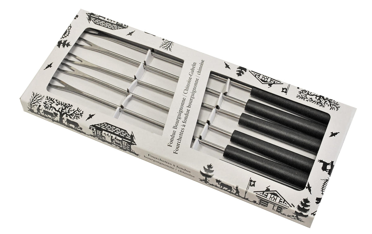 Heidi Cheese Line Fonduegabeln – 6er-Set, Kunststoff, Schwarz, für Käsefondue, Bourguignonne