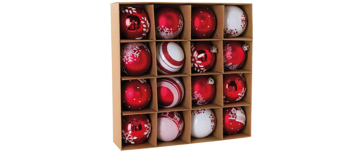 Dekomat ag Weihnachtskugeln – Ø 8 cm – Mehrfarbig, 16-teilig