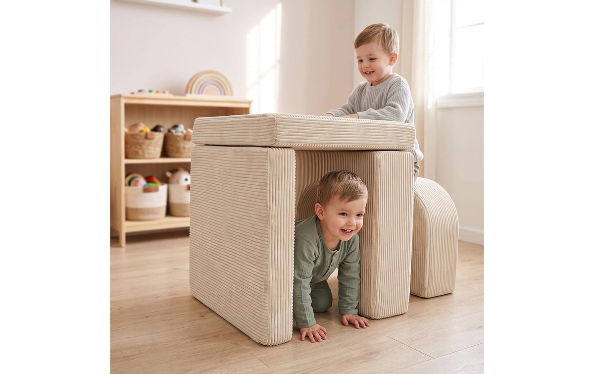 Relaxdays Modularer Kinderstuhl – 65 × 65 × 40 cm – Schaumstoff – Beige