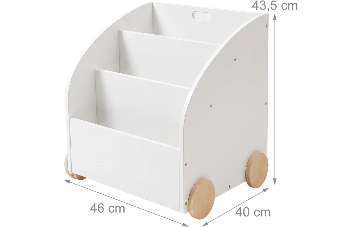 Relaxdays Kinder-Bücherregal – 3 Böden – 40 × 46 × 43,5 cm – hellbraun/weiss – MDF