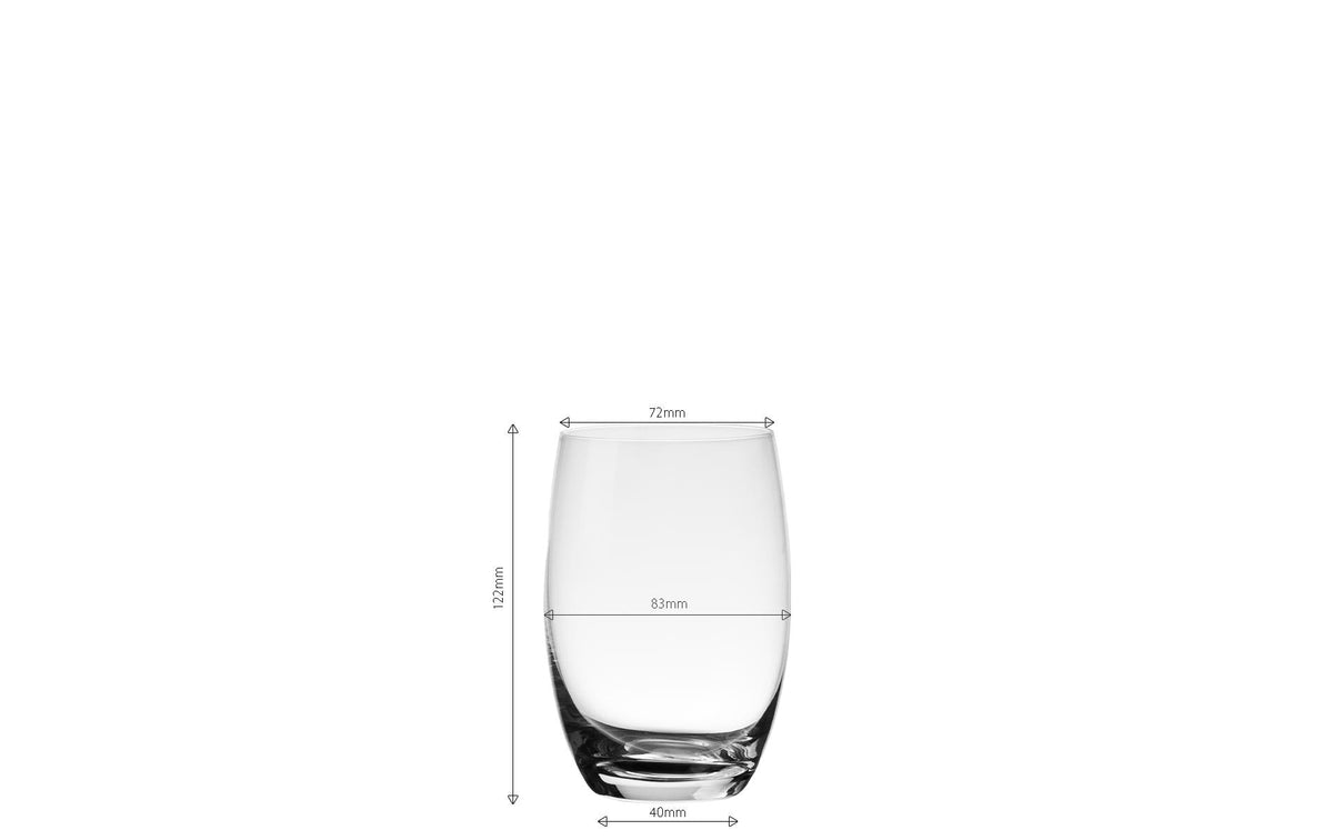 Lunasol Optima Tumbler Barrel Trinkglas – 460 ml, Ø 8,3 cm, Kristallglas, spülmaschinenfest