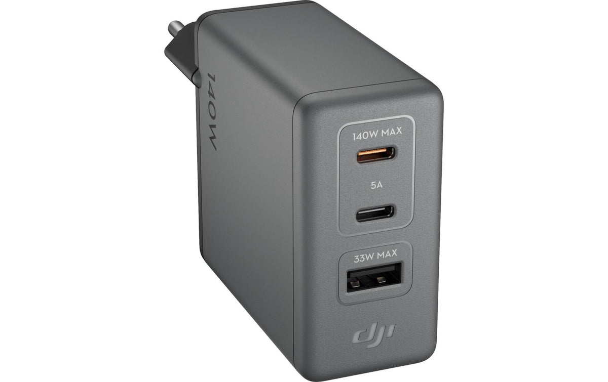 DJI Power USB-Wandladegerät 140 W – USB-C×2, USB-A×1, GaN, EU-Stecker (Typ C)