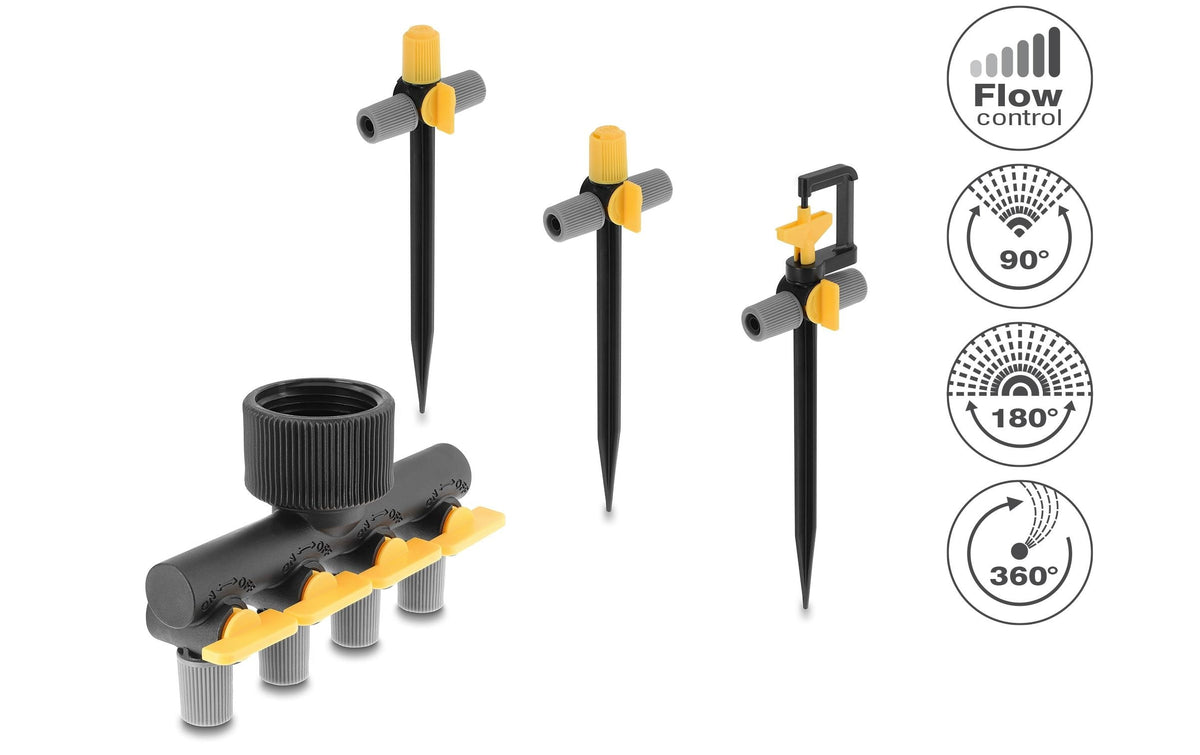 DeLOCK Sprinklerstecker T-Form Set – Ø 4,6 mm, Gelb, Schwarz, für 4,6 mm Anschluss