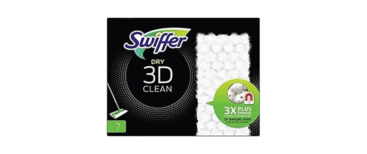Swiffer Bodentücher Dry 3D – Polyester – 12,4 × 15,5 cm – Weiss – 7 Stk.