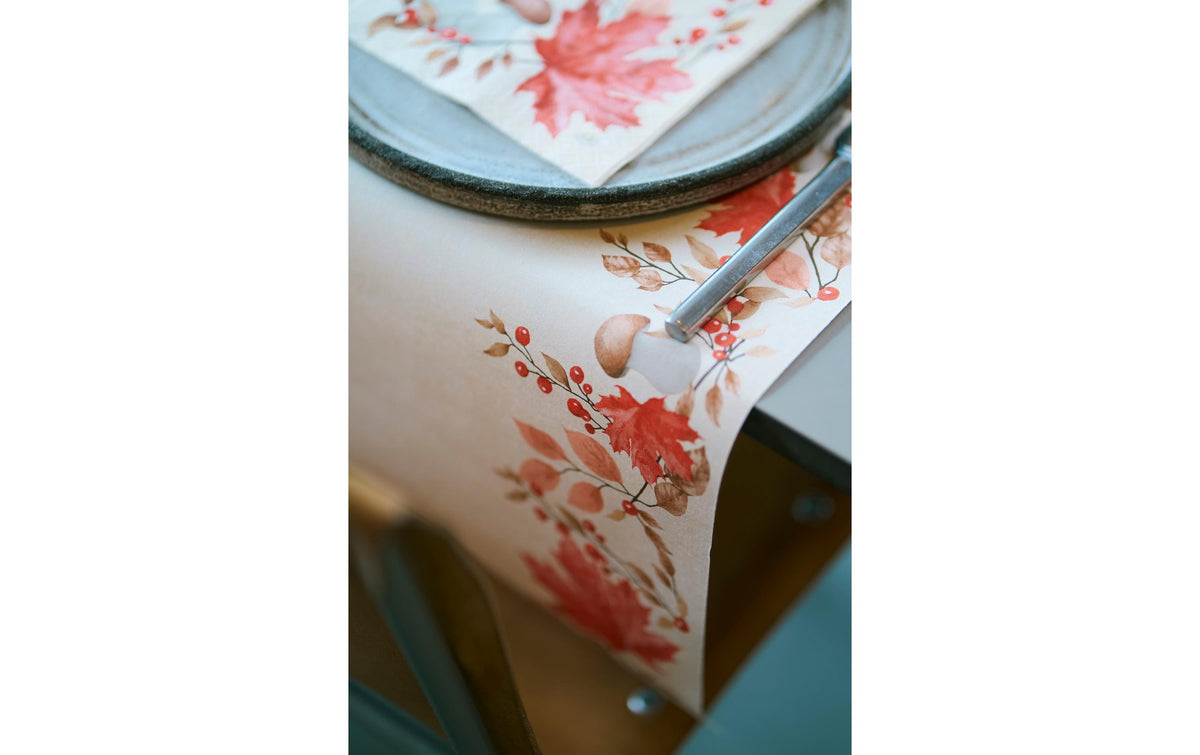 Duni Tischläufer auf Rolle – 40 cm×24 m, Papier (Dunicel), weiss, Blätter, 4er-Pack, FSC