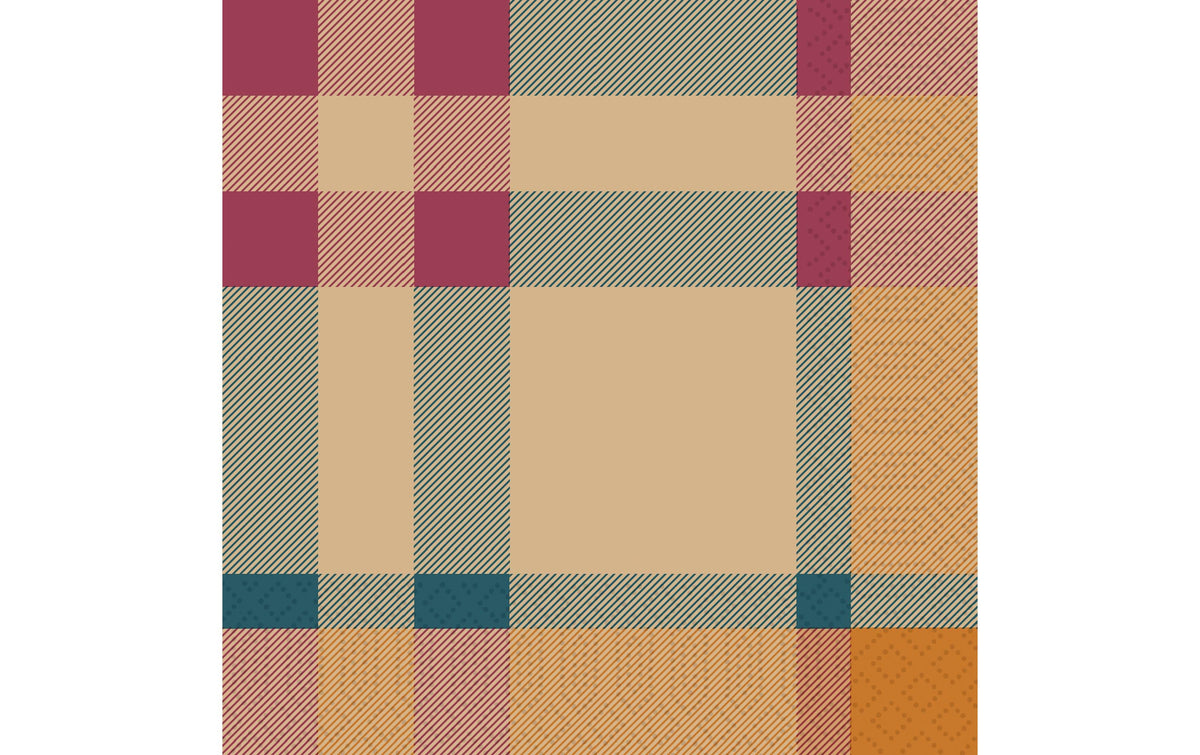 Duni Servietten Glowy Tartan – 33 × 33 cm, 3-lagig – 500 Stück