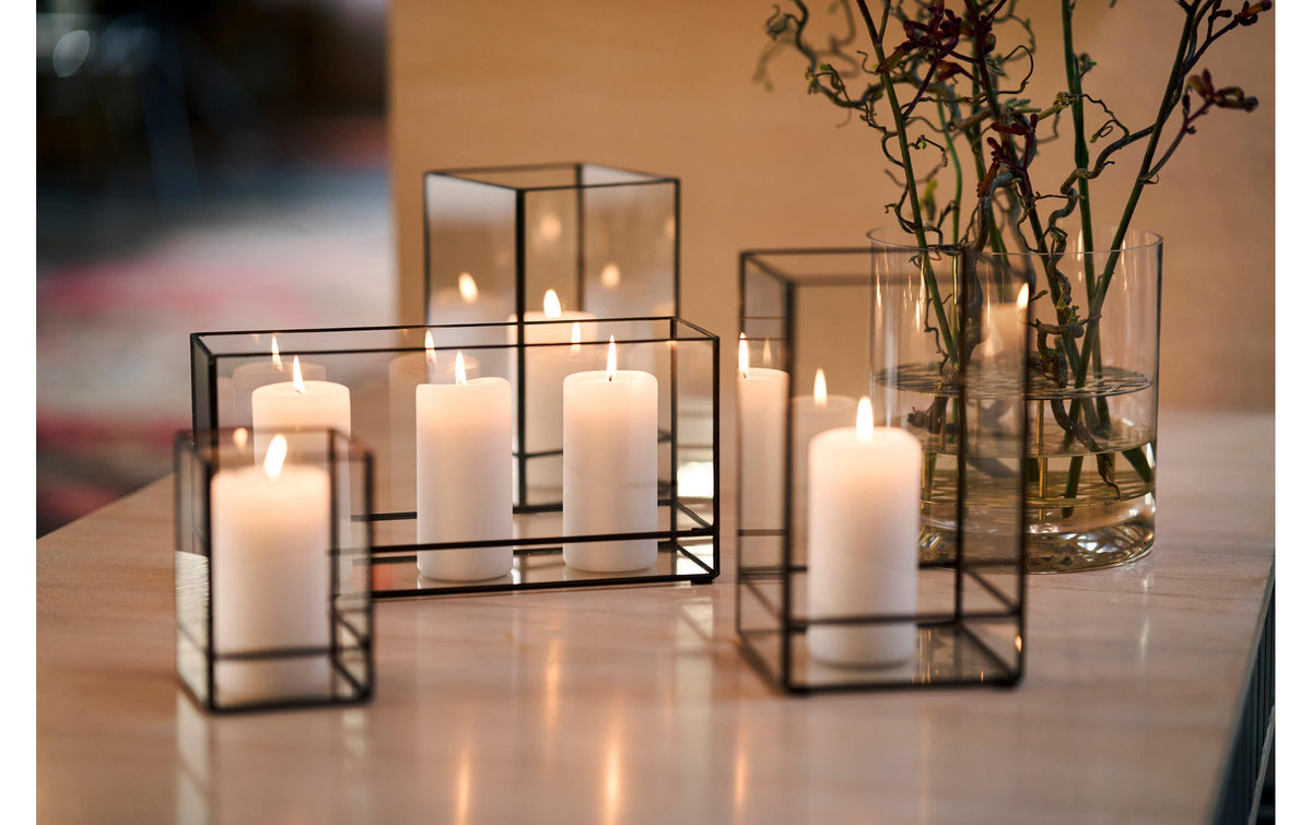 Duni Kerzenständer – Glas, Schwarz – 10 × 15 × 10 cm – 4-teilig