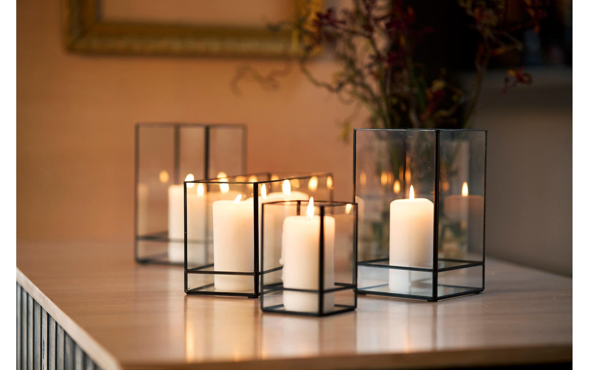 Duni Kerzenständer – Glas, Schwarz – 10 × 15 × 10 cm – 4-teilig