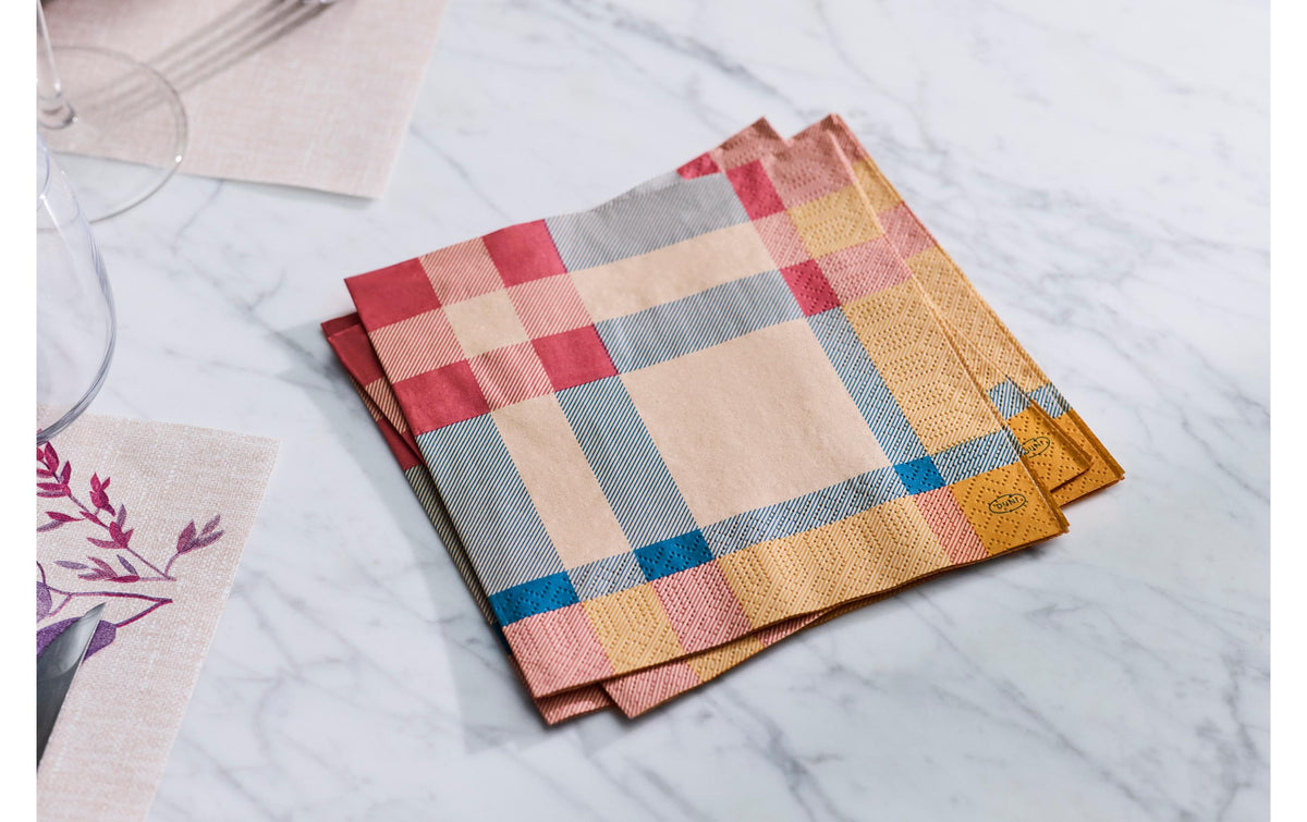 Duni Servietten Glowy Tartan – 33 × 33 cm, 3-lagig – 500 Stück