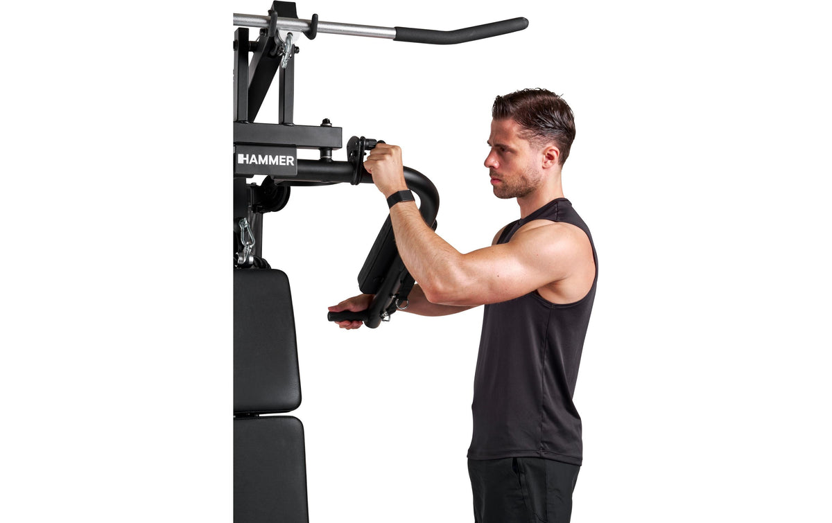 Hammer FINNLO – Kraftstation Autark 600, Gewichteblock 80 kg, 190 × 115 × 196 cm – Schwarz