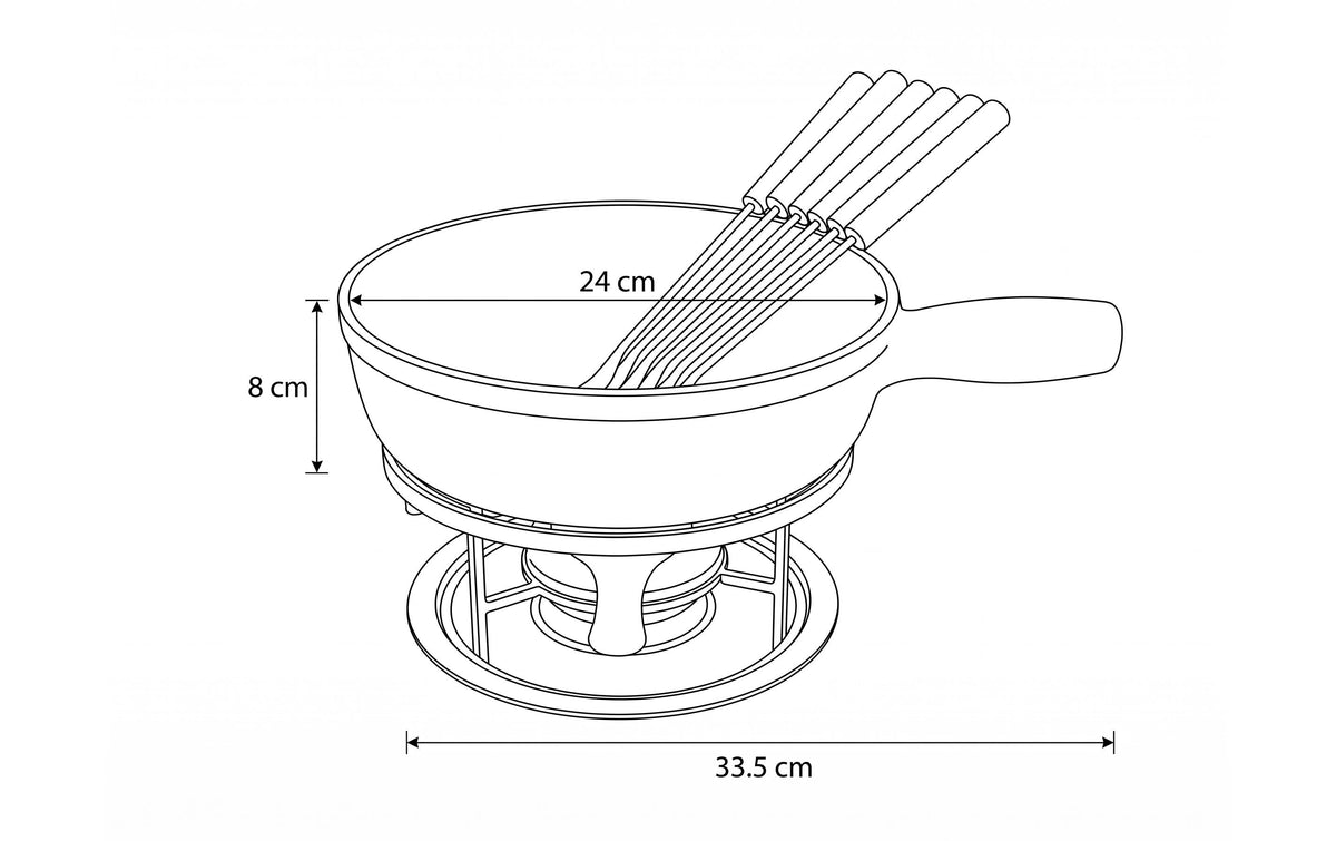 Cocon Fondue-Set bc – Gusseisen, 2,7 l, 6 Gabeln, Pastenbrenner – rot