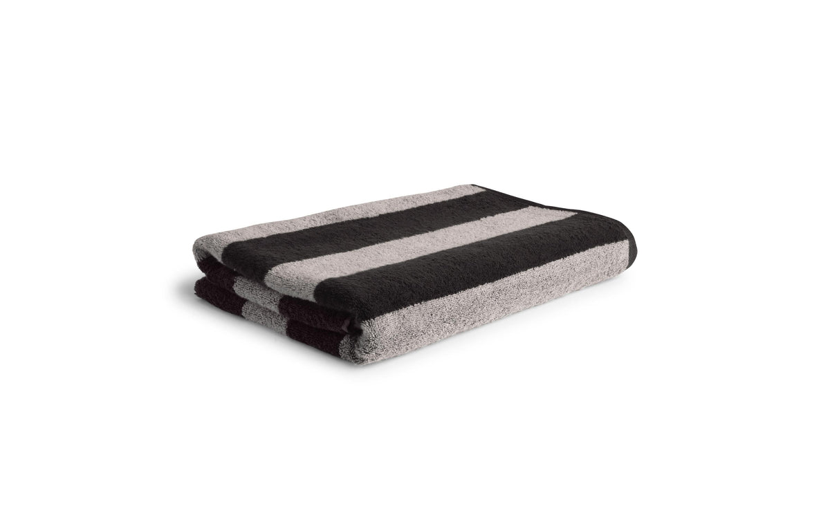Möve Duschtuch SUWU Blockstreifen Double Face – 150×80 cm, Baumwolle, 510 g/m², Grau/Schwarz