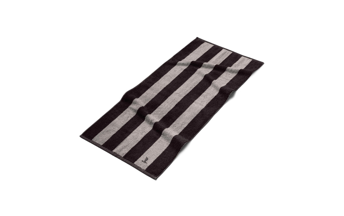 Möve Duschtuch SUWU Blockstreifen Double Face – 150×80 cm, Baumwolle, 510 g/m², Grau/Schwarz