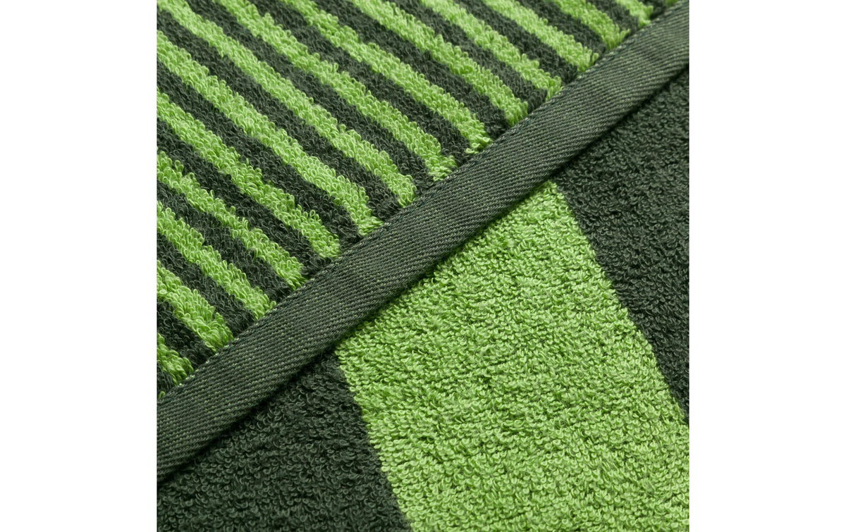 MÖVE Duschtuch SUWU Blockstreifen Doppelgewebe – 80 × 150 cm, Dunkelgrün/Hellgrün, 100% Baumwolle, 510 g/m², OEKO-TEX