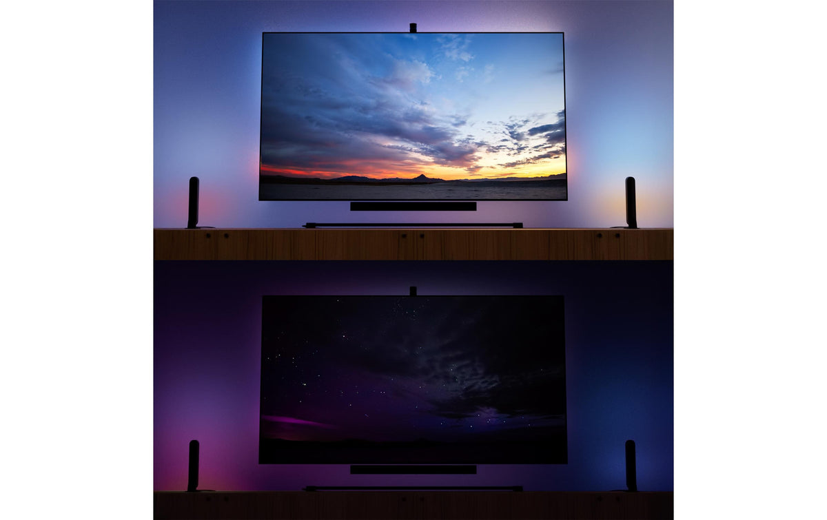 Philips by Signify Philips Hue Play Gradient TV-Hintergrundbeleuchtungs-Set – RGBIC, Bluetooth + Zigbee – für 85" Fernseher – Weiss