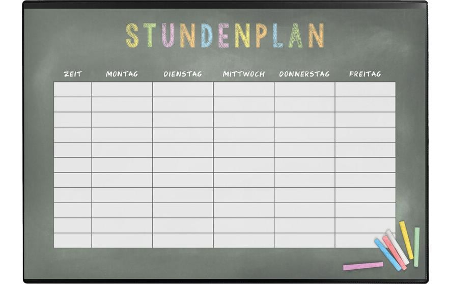 Kolma Schreibtischunterlage Undercover – 500 × 340 mm, PP, Stundenplan-Motiv, Mehrfarbig, Rutschfest