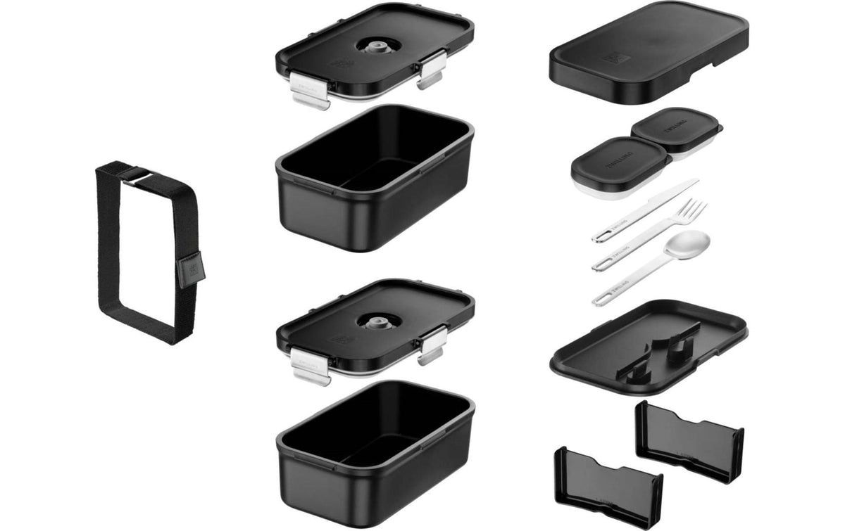 ZWILLING Lunchbox 1,6 l, Polypropylen (PP)/Silikon/Edelstahl 18/10, schwarz, 2-teilig