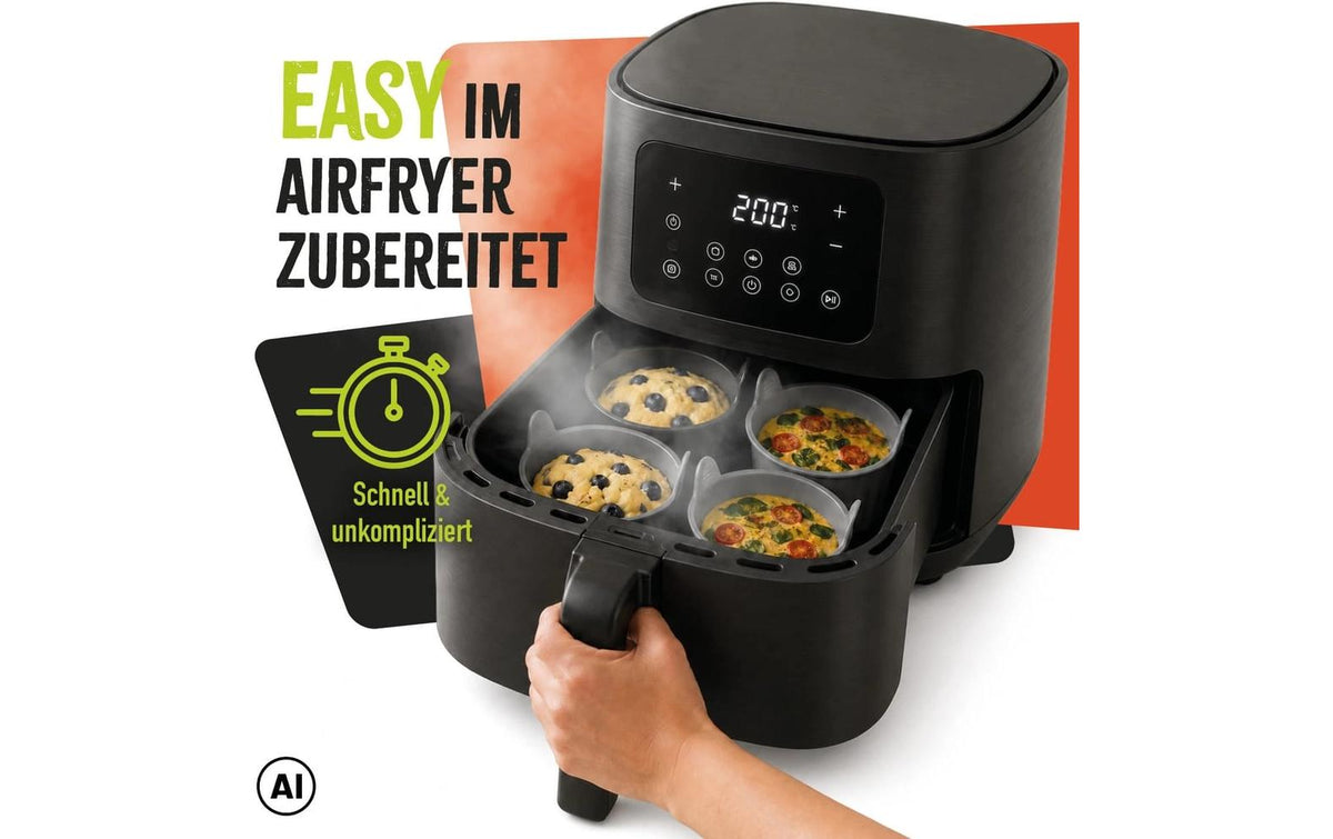 Gourmetmaxx Muffinförmchen Ø 6,5 × 6,6 cm, Silikon, 4 Stk., Grau