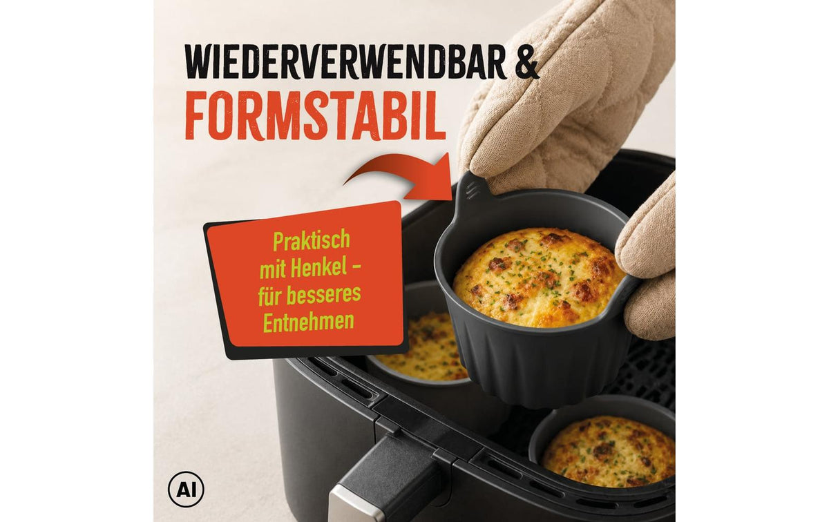 Gourmetmaxx Muffinförmchen Ø 6,5 × 6,6 cm, Silikon, 4 Stk., Grau
