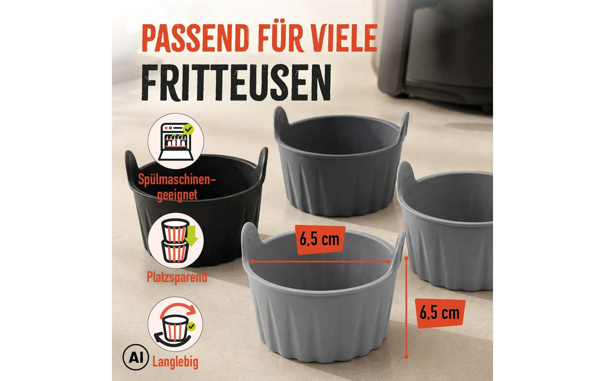 Gourmetmaxx Muffinförmchen Ø 6,5 × 6,6 cm, Silikon, 4 Stk., Grau