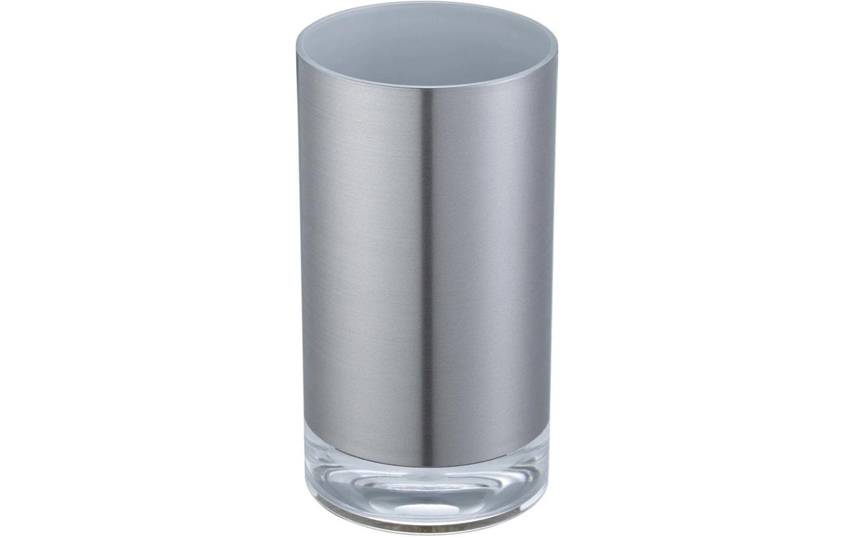 Diaqua Zahnputzbecher – Kunststoff, Ø7×11,9 cm, Silber matt