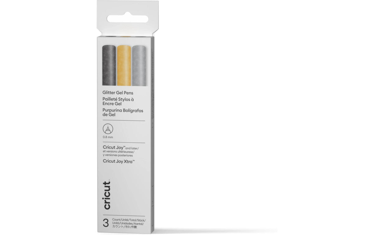 Cricut Gel Joy Gelstifte – gold/schwarz/silber, 8 mm Strich, glitzernd, für Cricut Joy & Cricut Joy Xtra