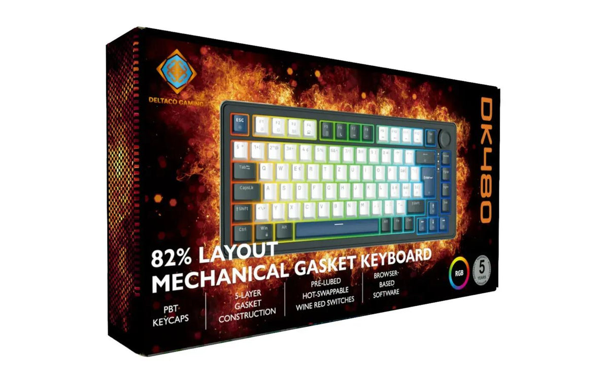 Deltaco Gaming DK480 – Gaming-Tastatur 75% – Mechanisch – Verkabelt – QWERTZ (CH) – RGB