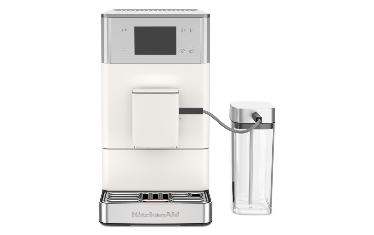 KitchenAid KF4 Kaffeevollautomat – 1,8 l, 250 g Bohnenbehälter, Milchschäumer, Perlweiss