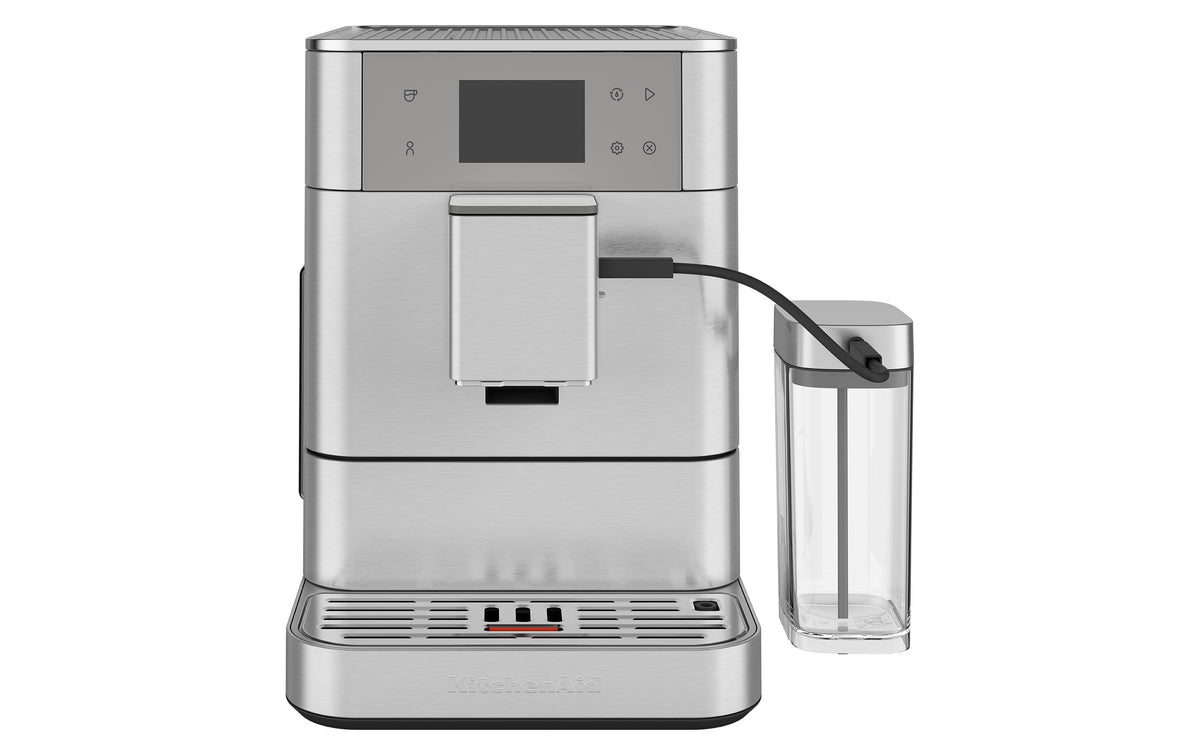 KitchenAid KF7 Kaffeevollautomat – 2,2 l, 250 g Bohnenbehälter, Milchaufschäumer, Silber