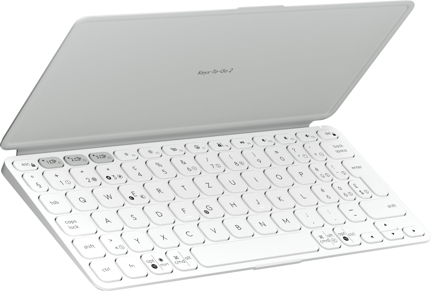 Logitech Keys-To-Go 2 – Mini Tastatur – Schere – Bluetooth 5.0 – QWERTZ (CH) – Ohne Ziffernblock – Weiss