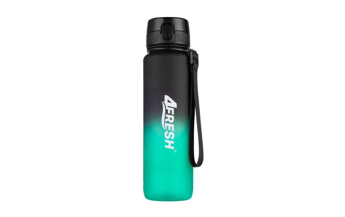 4Fresh Trinkflasche 1 l – Tritan, Klappdeckel, Grün/Schwarz