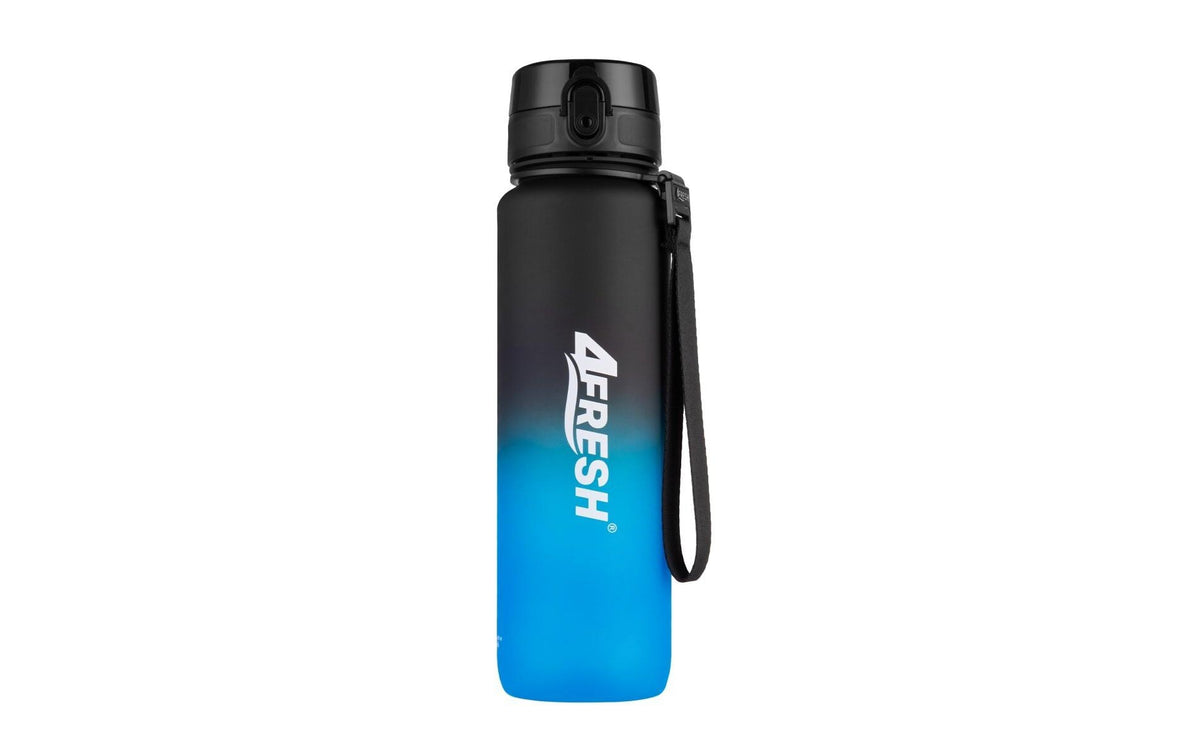 4Fresh Trinkflasche 1 l – Tritan, Klappdeckel, Blau/Schwarz