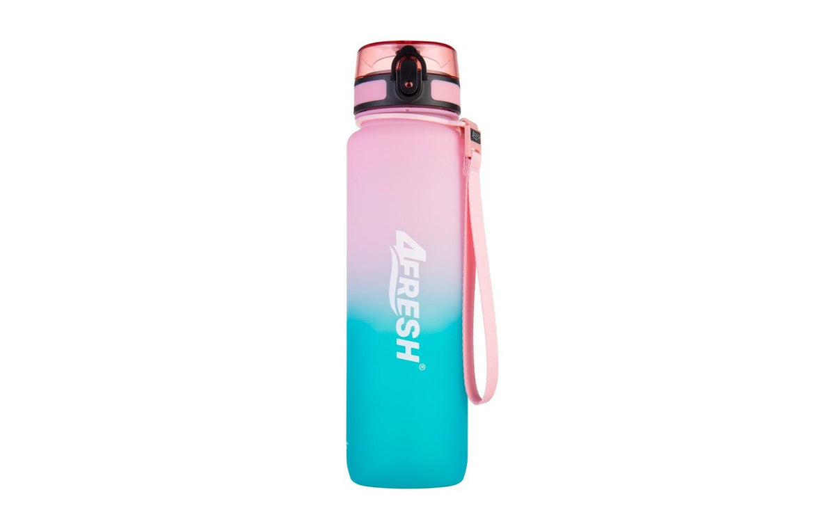 4Fresh Colourful Gradient Trinkflasche 1,0 l – Tritan, Klappdeckel, Rosa, Türkis
