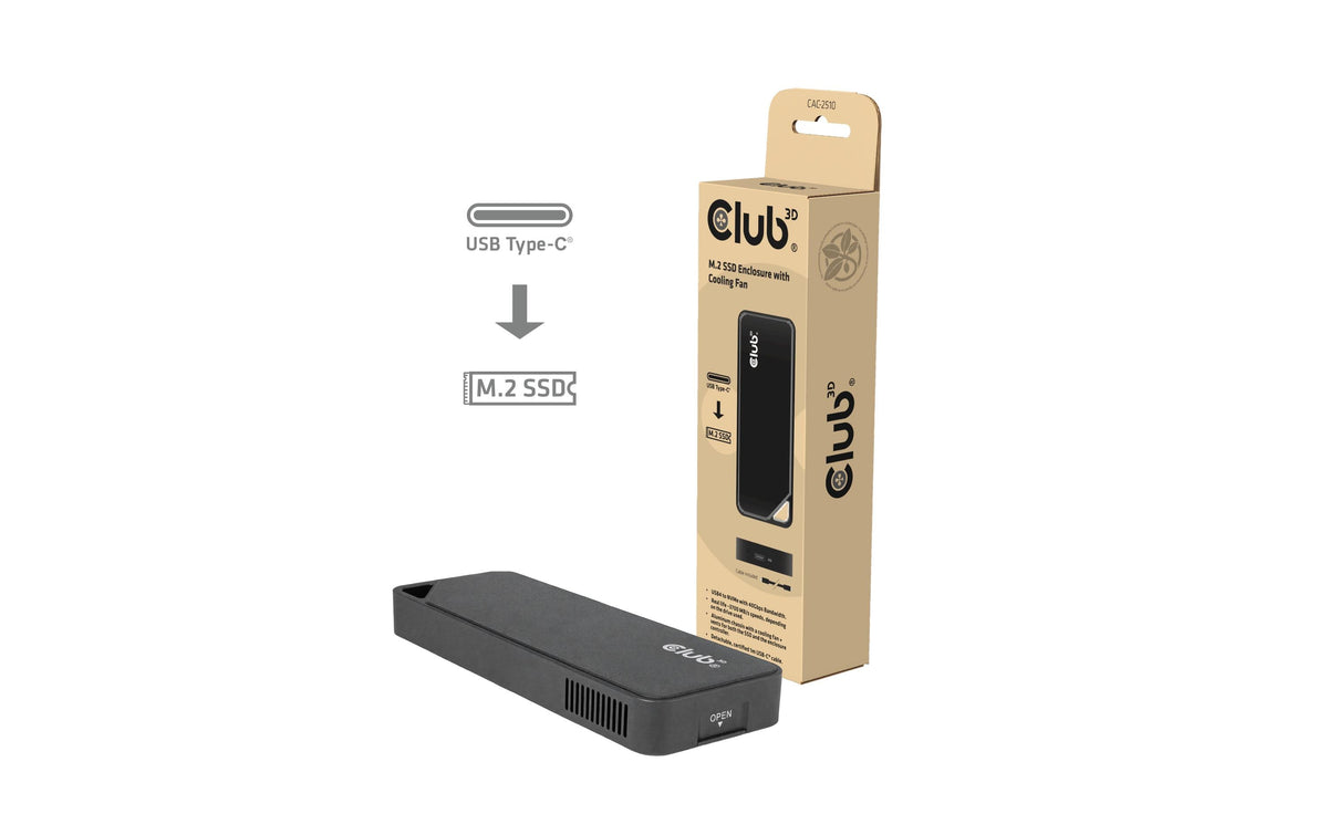 CLUB3D Club 3D CAC-2510 – 1-Bay M.2 SSD-Gehäuse – USB4 40 Gbit/s, für M.2 NVMe (PCIe)