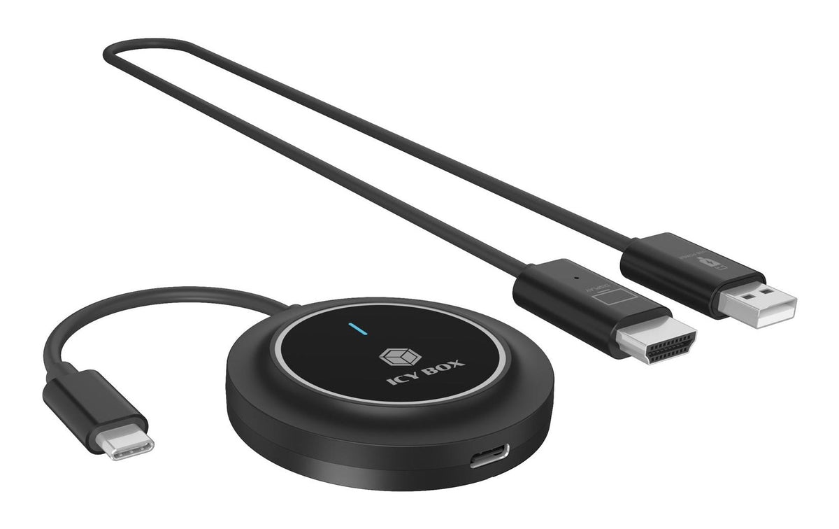 RaidSonic IB-WL101 Adapter USB-C zu HDMI – 100 W PD, für Notebook, Smartphone, Fernseher – Schwarz