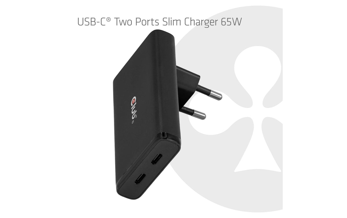 CLUB3D Club 3D CAC-1935 USB-Wandladegerät 65 W – USB-C×2 – PD 3.1, PPS, GaN – für USB-C-Geräte – schwarz